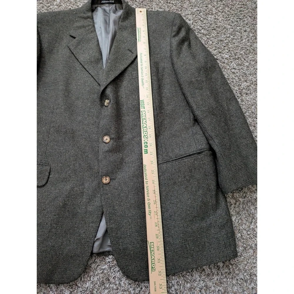 Tom James Blazer Sport Jacket Tweed Wool Green Suit Coat Men's 46 USA